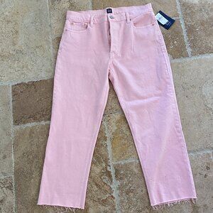 GAP High Rise Cheeky Straight Jeans with Raw Hem - Pure Pink - Size 10/30P - NWT
